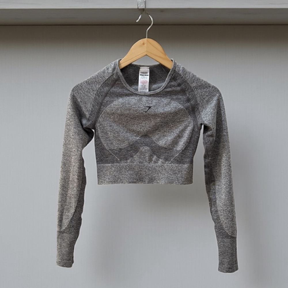 Gymshark Long Sleeve Grey Crop Top! Medium!